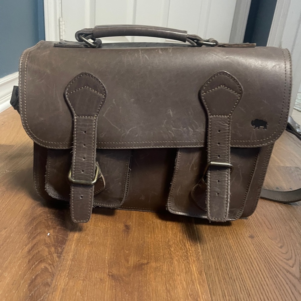 Buffalo Jackson Denver leather briefcase in dark briar